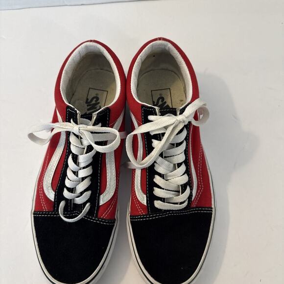 VANS Old Skool Black Red/Suede Canvas Off The Wall Size M/8 W/9.5 - Picture 2 of 5